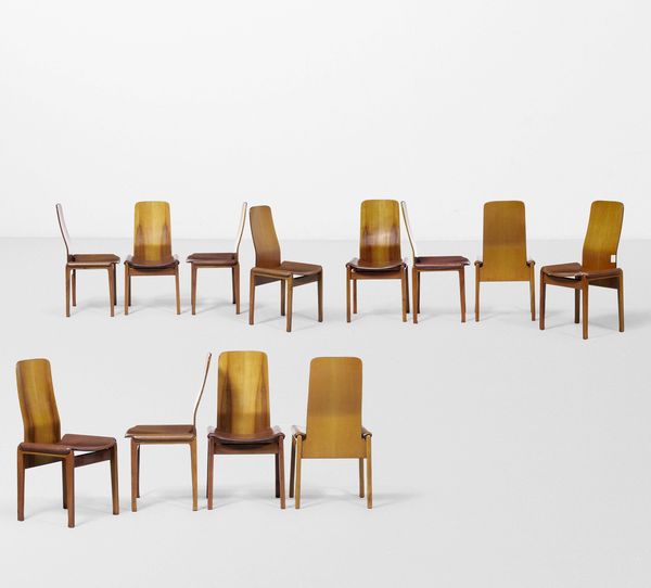 TITO AGNOLI : Dodici sedie mod. Fiorenza  - Asta Design - Associazione Nazionale - Case d'Asta italiane