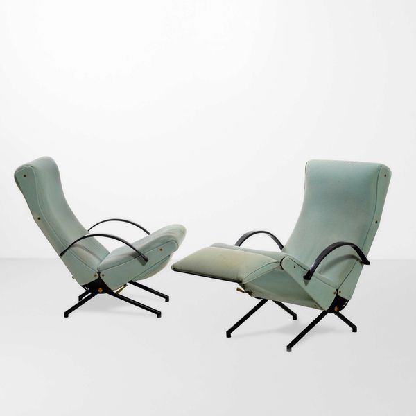 OSVALDO BORSANI : Due Poltrone chaise longue reclinabili mod. P40  - Asta Design - Associazione Nazionale - Case d'Asta italiane