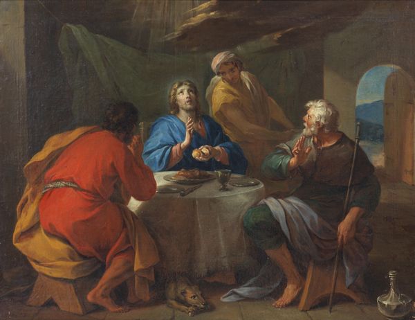 ARTISTA ROMANO DEL XVIII SECOLO : La cena in Emmaus  - Asta Asta 432 | ARTE ANTICA E DEL XIX SECOLO Tradizionale - Associazione Nazionale - Case d'Asta italiane