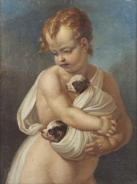 ARTISTA DEL XIX SECOLO : Ritratto di bimbo con due cuccioli  - Asta Asta 432 | ARTE ANTICA E DEL XIX SECOLO Tradizionale - Associazione Nazionale - Case d'Asta italiane