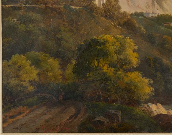 DUCLERE TEODORO (1816 - 1869) : Paesaggio montano con case  - Asta Asta 432 | ARTE ANTICA E DEL XIX SECOLO Tradizionale - Associazione Nazionale - Case d'Asta italiane