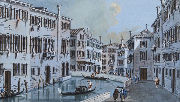 GUARDI GIACOMO (1764 - 1835) : Gruppo di cinque gouaches raffiguranti veduta della cittadella alla Giudecca a San Canziano in Campiello della Madonetta in Venezia. Veduta di San Simon piccolo a San Canziano in Campiello. Isola di Sant'Angelo della Polvere. Veduta del Rio Ter detto del Forno a San Polo che conduce alla Basilica dei Frari. Veduta del Canale che conduce a San Pantaleo detto il Rio di C Foscari  - Asta Asta 432 | ARTE ANTICA E DEL XIX SECOLO Tradizionale - Associazione Nazionale - Case d'Asta italiane