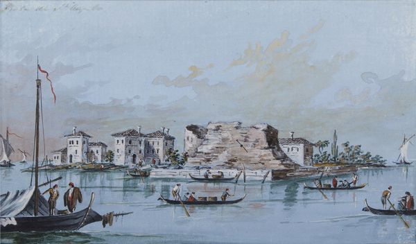 GUARDI GIACOMO (1764 - 1835) : Gruppo di cinque gouaches raffiguranti veduta della cittadella alla Giudecca a San Canziano in Campiello della Madonetta in Venezia. Veduta di San Simon piccolo a San Canziano in Campiello. Isola di Sant'Angelo della Polvere. Veduta del Rio Ter detto del Forno a San Polo che conduce alla Basilica dei Frari. Veduta del Canale che conduce a San Pantaleo detto il Rio di C Foscari  - Asta Asta 432 | ARTE ANTICA E DEL XIX SECOLO Tradizionale - Associazione Nazionale - Case d'Asta italiane