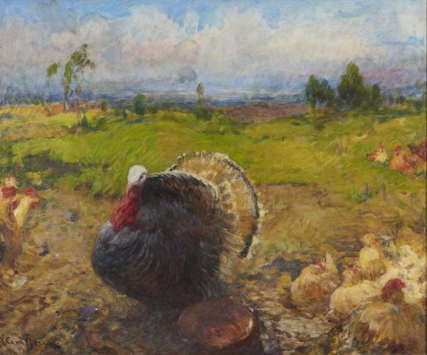 CAVALLERI VITTORIO (1860 - 1938) : Paesaggio con tacchino e galline  - Asta Asta 432 | ARTE ANTICA E DEL XIX SECOLO Tradizionale - Associazione Nazionale - Case d'Asta italiane