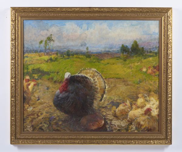 CAVALLERI VITTORIO (1860 - 1938) : Paesaggio con tacchino e galline  - Asta Asta 432 | ARTE ANTICA E DEL XIX SECOLO Tradizionale - Associazione Nazionale - Case d'Asta italiane