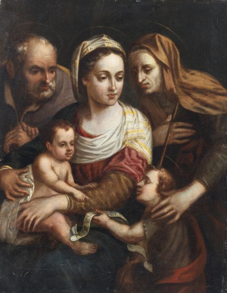 RAMENGHI, IL BAGNAVALLO GIOVANNI BATTISTA (1521 - 1601) : Attribuito a. Sacra Famiglia con Sant'Anna e San Giovannino  - Asta Asta 432 | ARTE ANTICA E DEL XIX SECOLO Tradizionale - Associazione Nazionale - Case d'Asta italiane