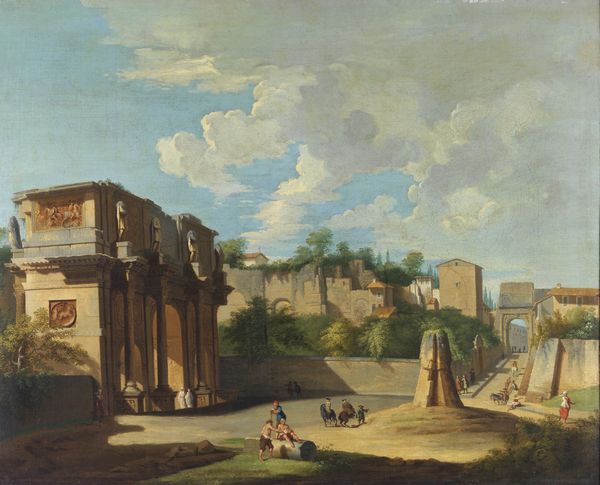 ARTISTA ROMANO DEL XVII-XVIII SECOLO : Veduta di Roma con l'Arco di Costantino, la Meta Sudans e l'Arco di Tito sullo sfondo  - Asta Asta 432 | ARTE ANTICA E DEL XIX SECOLO Tradizionale - Associazione Nazionale - Case d'Asta italiane