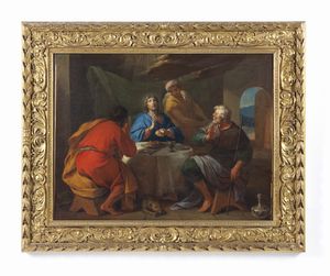 ARTISTA ROMANO DEL XVIII SECOLO : La cena in Emmaus  - Asta Asta 432 | ARTE ANTICA E DEL XIX SECOLO Tradizionale - Associazione Nazionale - Case d'Asta italiane