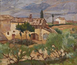DE GRADA RAFFAELE (1885 - 1957) - Cascina a San Gimignano
