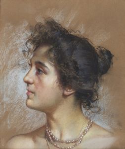 MICHETTI FRANCESCO PAOLO (1851 - 1929) - Attribuito a. Ritratto di donna di profilo