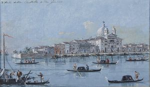 GUARDI GIACOMO (1764 - 1835) : Gruppo di cinque gouaches raffiguranti veduta della cittadella alla Giudecca a San Canziano in Campiello della Madonetta in Venezia. Veduta di San Simon piccolo a San Canziano in Campiello. Isola di Sant'Angelo della Polvere. Veduta del Rio Ter detto del Forno a San Polo che conduce alla Basilica dei Frari. Veduta del Canale che conduce a San Pantaleo detto il Rio di C Foscari  - Asta Asta 432 | ARTE ANTICA E DEL XIX SECOLO Tradizionale - Associazione Nazionale - Case d'Asta italiane