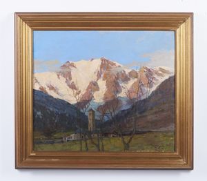 PELLEGATA ROMEO (1870 - 1946) : Il Monte Rosa da Macugnaga  - Asta Asta 432 | ARTE ANTICA E DEL XIX SECOLO Tradizionale - Associazione Nazionale - Case d'Asta italiane