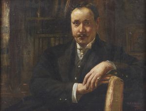 SALINAS  PABLO (1871 - 1946) : Ritratto di gentiluomo  - Asta Asta 432 | ARTE ANTICA E DEL XIX SECOLO Tradizionale - Associazione Nazionale - Case d'Asta italiane