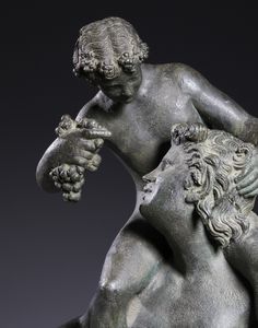 SCULTORE ITALIANO DEL XIX-XX SECOLO : Satiro con Dioniso bambino  - Asta Asta 432 | ARTE ANTICA E DEL XIX SECOLO Tradizionale - Associazione Nazionale - Case d'Asta italiane