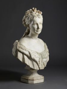 D'AFFRY, DUCHESSA DI CASTIGLIONE-COLONNA, DETTA 'MARCELLO' ADLE (1836 - 1879) : Busto di gentildonna con ghirlanda di fiori tra i capelli  - Asta Asta 432 | ARTE ANTICA E DEL XIX SECOLO Tradizionale - Associazione Nazionale - Case d'Asta italiane