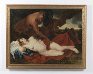 VAN DYCK ANTOON (1599 - 1641) : Seguace di. Giove come satiro e Antiope  - Asta Asta 432 | ARTE ANTICA E DEL XIX SECOLO Tradizionale - Associazione Nazionale - Case d'Asta italiane