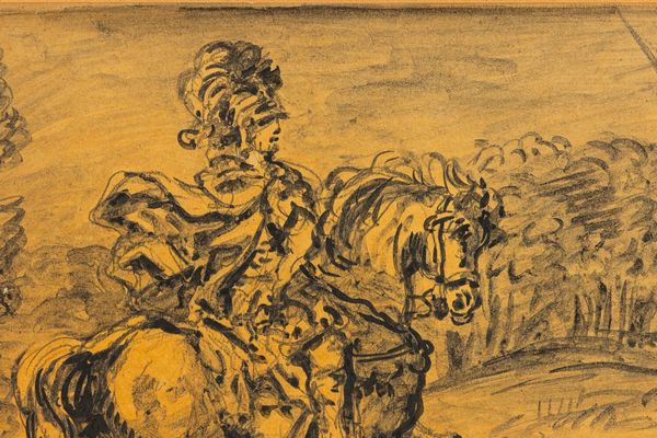 Giorgio de Chirico : Cavaliere romano in un paese  - Asta Arte Moderna e Contemporanea - Associazione Nazionale - Case d'Asta italiane