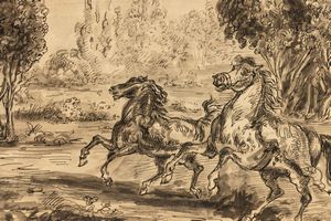 Giorgio de Chirico : Cavalli in un paese  - Asta Arte Moderna e Contemporanea - Associazione Nazionale - Case d'Asta italiane