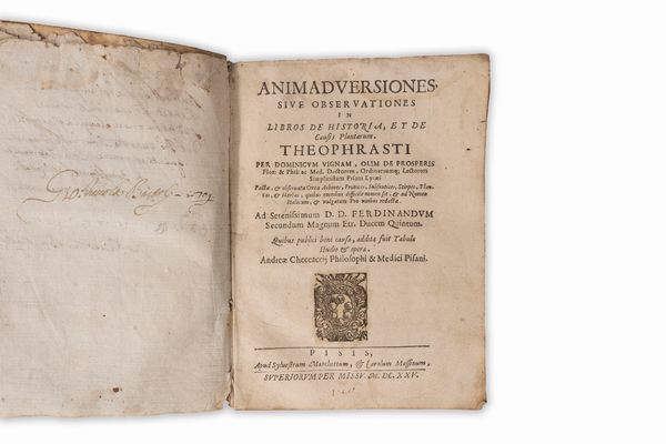 Domenico Vigna : Animadversiones sive observationes in libros de historia, et de causis plantarum  - Asta Libri, Autografi e Stampe - Associazione Nazionale - Case d'Asta italiane