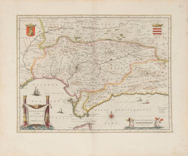 Willem Janszoon Blaeu : Andaluzia continens Sevillam et Cordobam.  - Asta Libri, Autografi e Stampe - Associazione Nazionale - Case d'Asta italiane