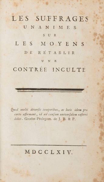 Stefano Bertolini : Les suffrages unanimes sur les moyens de retablir une contre inculte.  - Asta Libri, Autografi e Stampe - Associazione Nazionale - Case d'Asta italiane