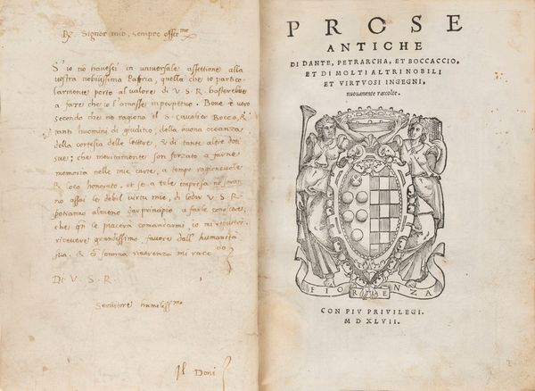 Doni, Anton Francesco,,, : Prose antiche di Dante, Petrarcha, et Boccaccio  - Asta Libri, Autografi e Stampe - Associazione Nazionale - Case d'Asta italiane