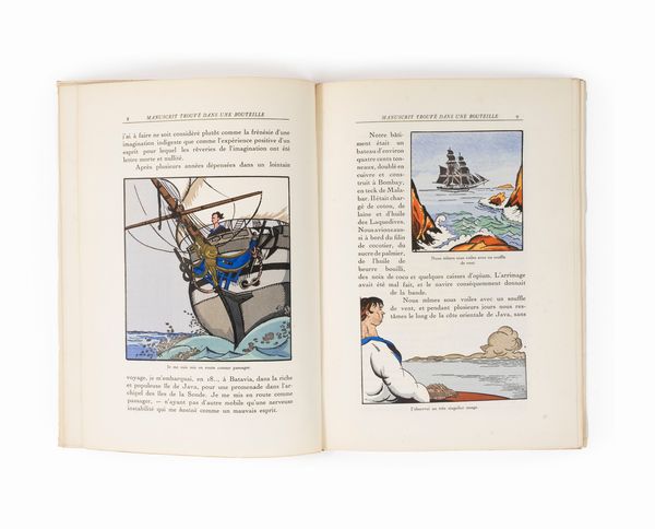 Edgar Allan  Poe, : Manuscrit Trouv dans une Bouteille. Traduit par Charles Baudelaire. Vignettes originales en couleurs de Pierre Falk  - Asta Libri, Autografi e Stampe - Associazione Nazionale - Case d'Asta italiane