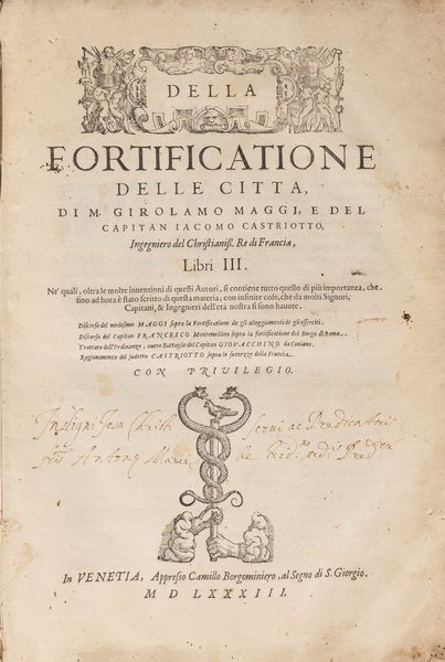 Girolamo Maggi, : Della fortificatione della citt  - Asta Libri, Autografi e Stampe - Associazione Nazionale - Case d'Asta italiane