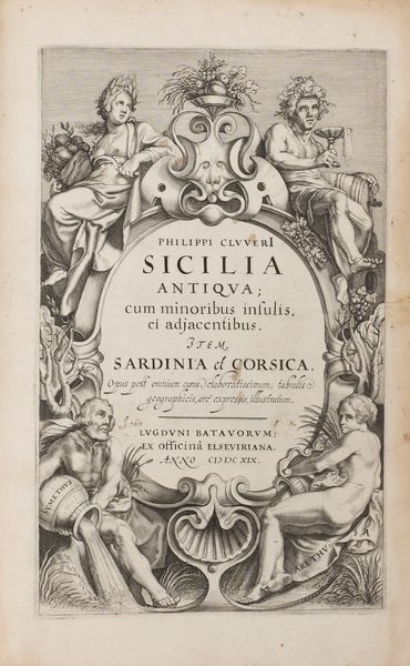 Philipp Cluver : Sicilia antiqua cum minoribus insulis, et adjacentibus item Sardinia et Corsica. Opus post omnium curas elaboratissimum; tabulis geographicis, aere espressis illustratum.  - Asta Libri, Autografi e Stampe - Associazione Nazionale - Case d'Asta italiane