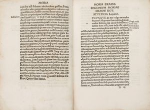 Erasmo da Rotterdam [Erasmus, Desiderio] : Morum Encomiae [Elogio della follia]  - Asta Libri, Autografi e Stampe - Associazione Nazionale - Case d'Asta italiane