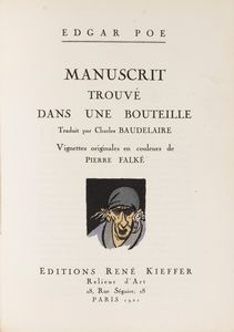 Edgar Allan  Poe, : Manuscrit Trouv dans une Bouteille. Traduit par Charles Baudelaire. Vignettes originales en couleurs de Pierre Falk  - Asta Libri, Autografi e Stampe - Associazione Nazionale - Case d'Asta italiane