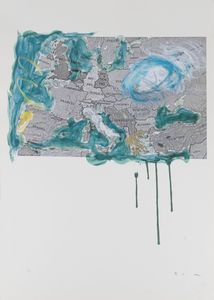 MARIO SCHIFANO - Senza titolo (carta geografica)