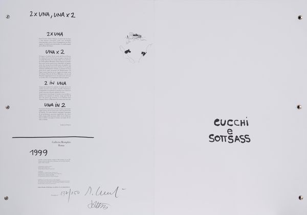 ENZO CUCCHI & ETTORE SOTTSASS : 2 x una, una x 2  - Asta Asta a tempo di multipli d'Autore - Associazione Nazionale - Case d'Asta italiane