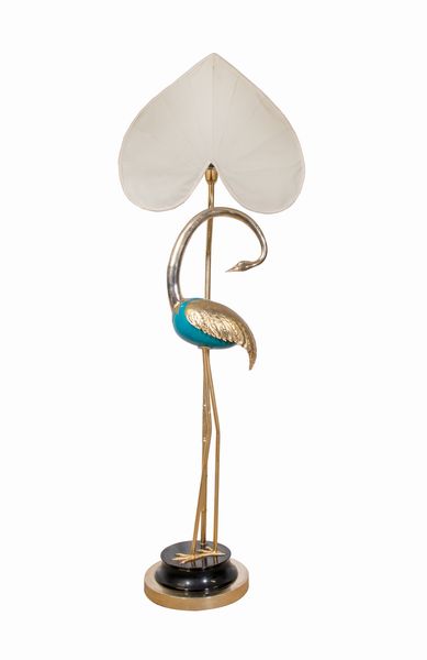 ANTONIO PAVIA : Lampada vintage con fenicottero turchese e oro  - Asta 1950-1980 Design and Decor - Associazione Nazionale - Case d'Asta italiane