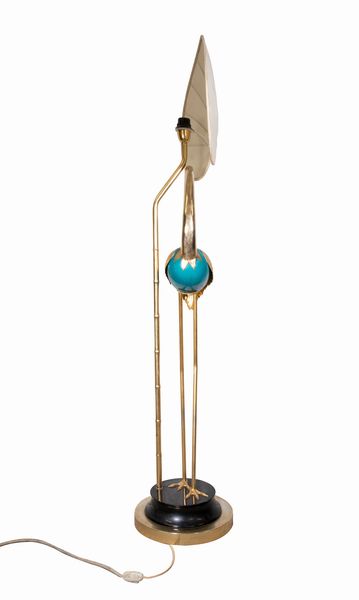 ANTONIO PAVIA : Lampada vintage con fenicottero turchese e oro  - Asta 1950-1980 Design and Decor - Associazione Nazionale - Case d'Asta italiane