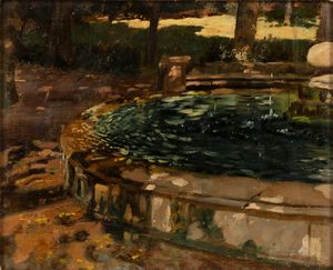 MAX ROEDER : Roma, fontana a Villa Borghese  - Asta Arte Figurativa tra XIX e XX Secolo - Associazione Nazionale - Case d'Asta italiane