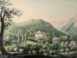 Albertina Francesetti (Scuola italiana inizi del XIX secolo) - Veduta di Villa Francesetti