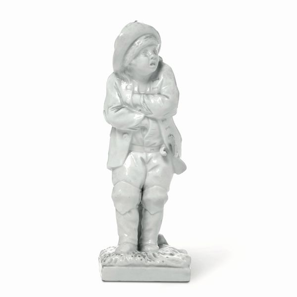 Figurina di spazzacamino<BR>Torino, Manifattura di Vinovo, periodo Hannong, Gioanetti, 1779-1780  - Asta Maioliche, Porcellane e Figure Venete di un Collezionista Veneziano - Associazione Nazionale - Case d'Asta italiane