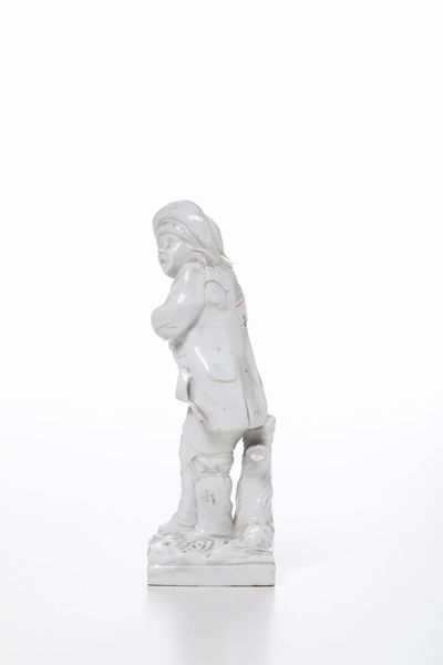 Figurina di spazzacamino<BR>Torino, Manifattura di Vinovo, periodo Hannong, Gioanetti, 1779-1780  - Asta Maioliche, Porcellane e Figure Venete di un Collezionista Veneziano - Associazione Nazionale - Case d'Asta italiane