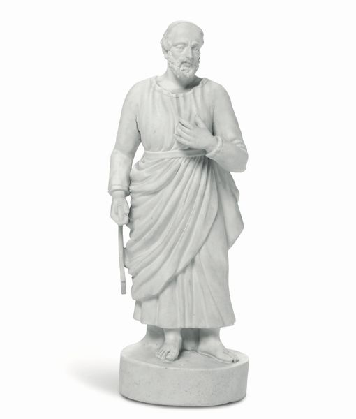 Figura di San Tommaso<BR>Torino, Manifattura di Vinovo, periodo Lomello, 1815-1825  - Asta Maioliche, Porcellane e Figure Venete di un Collezionista Veneziano - Associazione Nazionale - Case d'Asta italiane