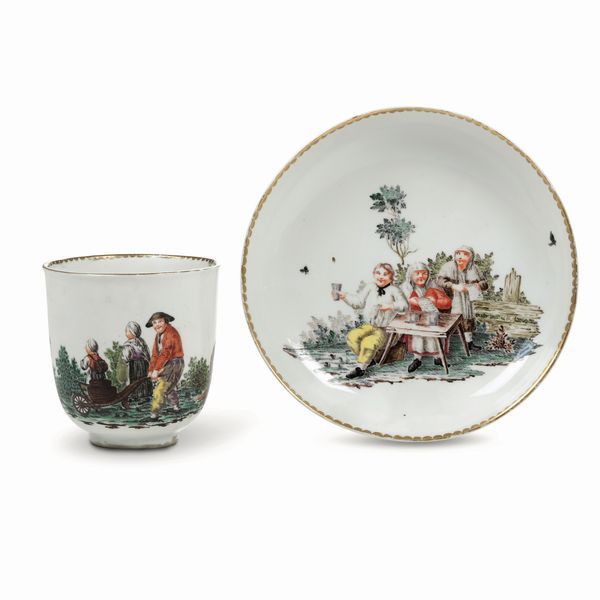 Tazza con piattino<BR>Germania, Manifattura di Nymphenburg, 1765-1770  - Asta Maioliche, Porcellane e Figure Venete di un Collezionista Veneziano - Associazione Nazionale - Case d'Asta italiane