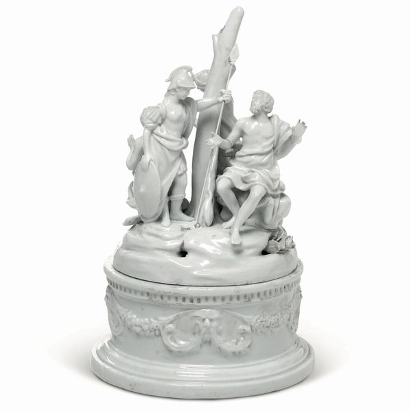 Gruppo mitologico e una base<BR>Nove, Manifattura Antonibon, gestione Parolin, 1781-1802<BR>Modello di Domenico Bosello<BR>  - Asta Maioliche, Porcellane e Figure Venete di un Collezionista Veneziano - Associazione Nazionale - Case d'Asta italiane