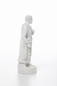 Figura di San Tommaso<BR>Torino, Manifattura di Vinovo, periodo Lomello, 1815-1825  - Asta Maioliche, Porcellane e Figure Venete di un Collezionista Veneziano - Associazione Nazionale - Case d'Asta italiane