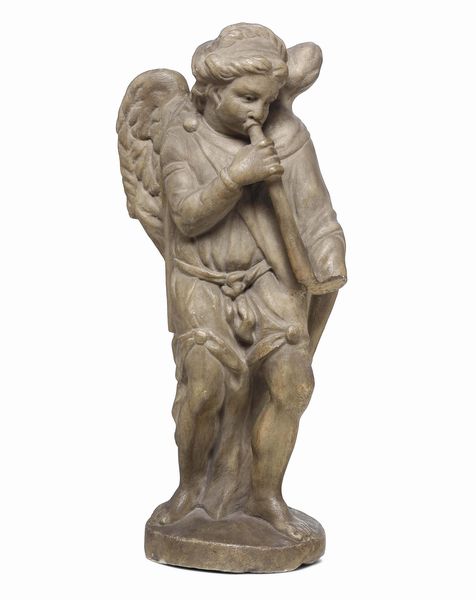 Angelo musicante. Scultore rinascimentale di ambito Gaginesco, probabilmente Sicilia. XV-XVI secolo  - Asta Scultura e Oggetti d'Arte - Associazione Nazionale - Case d'Asta italiane