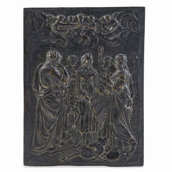 Placca con santi e angeli. Arte italiana, probabile XVI-XVII secolo  - Asta Scultura e Oggetti d'Arte - Associazione Nazionale - Case d'Asta italiane