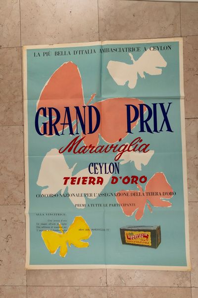 Anonimo : Grand Prix - Ceylon. Teiera doro  - Asta Pop Culture e Manifesti - Associazione Nazionale - Case d'Asta italiane