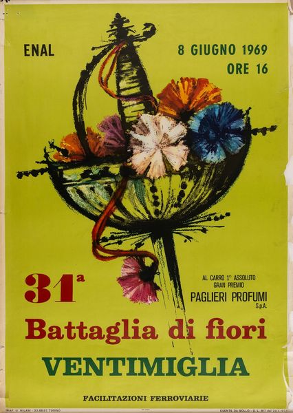 Anonimo : 31 Battaglia di fiori - Ventimiglia  - Asta Pop Culture e Manifesti - Associazione Nazionale - Case d'Asta italiane