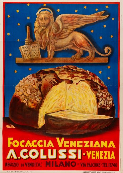 Emka : Focaccia Veneziana Colussi - Venezia  - Asta Pop Culture e Manifesti - Associazione Nazionale - Case d'Asta italiane