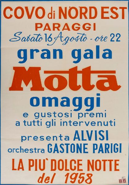 Anonimo : Gran Gal Motta  Covo di Nord Est Paraggi 1958  - Asta Pop Culture e Manifesti - Associazione Nazionale - Case d'Asta italiane