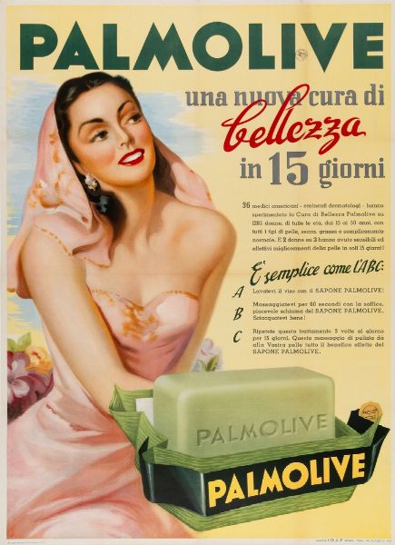 Anonimo : Palmolive - la nuova cura di bellezza in 15 giorni  - Asta Pop Culture e Manifesti - Associazione Nazionale - Case d'Asta italiane